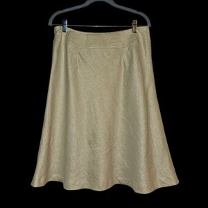 Talbots‎ Women's Cream Linen Gold Shimmer A-Line Festive Party Skirt 10